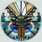 BFC1114 Stained Glass Butterfly in a Circle