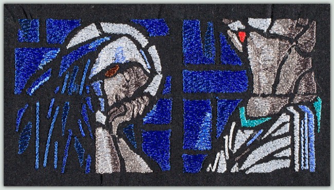 BFC1488 Large Stained Glass - Jesus and Mary