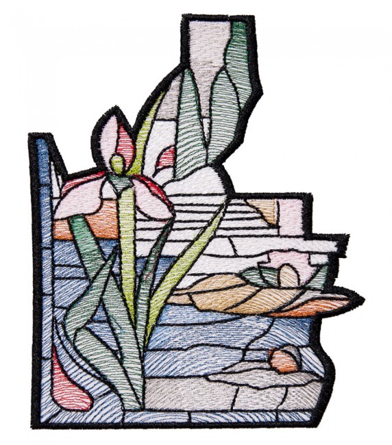 BFC1591 Stained Glass- Lake Vista with Swan