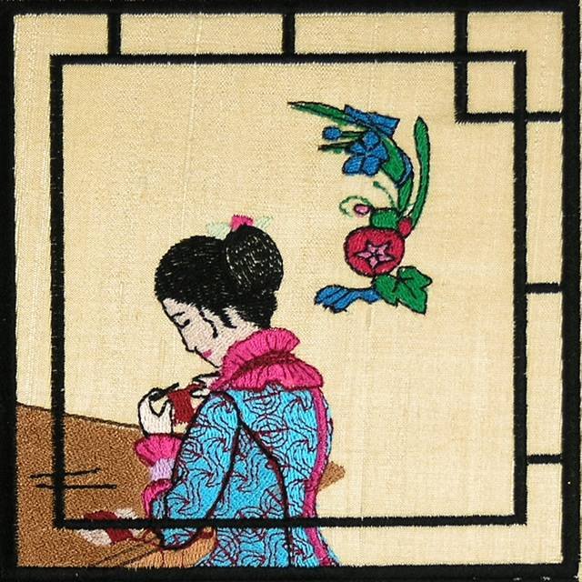 BFC0898 Chinese Sewing Ladies Triptych