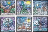 BFC1632 Stained Glass Quilt Squares- Winter