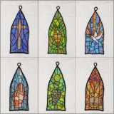 BFC2037 Free Standing Stained Glass Christmas Ornaments