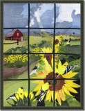 BFC0593 Window - Sunflowers and Finches
