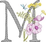 BFC32121  Graceful Floral Alphabet M