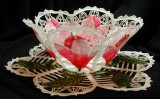BFC0180 Lace Bowl & Doily Pink Magnolias