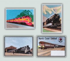 BFC1276 Vintage Train Postcards Thread Kit