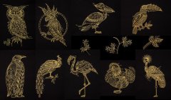 BFC1639 Quirky Golden Birds