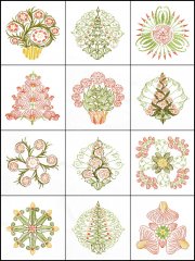 BFC1709 Art Nouveau Floral Quilt Blocks