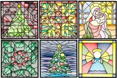 BFC1764 QIH- Stained Glass Quilt Squares- Christmas
