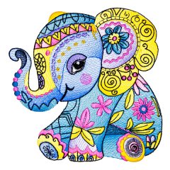 BFC32059 Folk Art Style Elephants 1