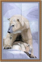 BFC0979 Window-Mother Polar Bear and Baby