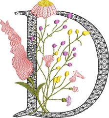 BFC32112  Graceful Floral Alphabet D