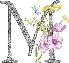 BFC32121  Graceful Floral Alphabet M