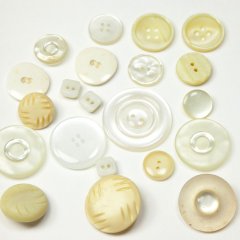 Vintage Acrylic Buttons - Mixed Whites