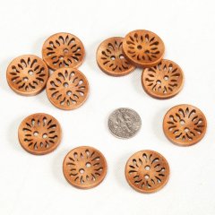 Coffee Flower 2 Holes Round Wood Buttons 23mm (7/8")