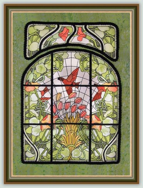 BFC1056 Stained Glass Flight Among the Nasturtiums