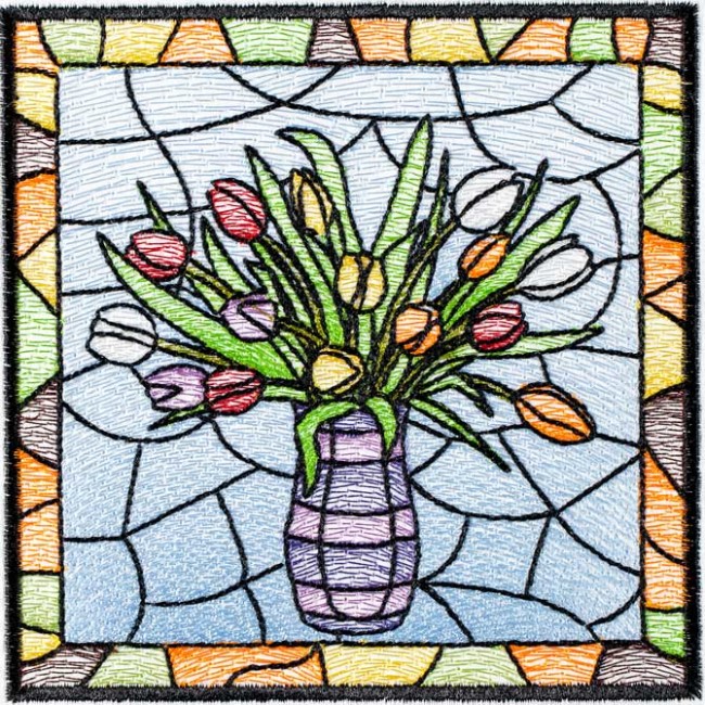 BFC1484 Stained Glass Floral Squares II