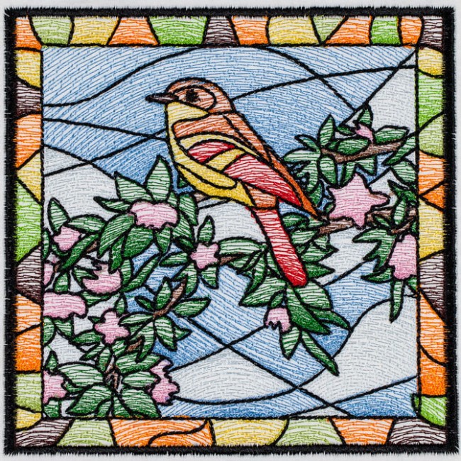 BFC1494 Stained Glass Squares Birds and Butterflies
