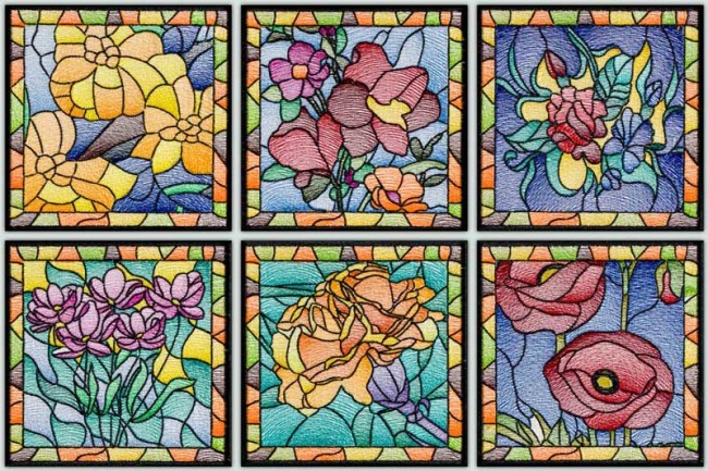 BFC1508 Stained Glass Floral Squares III