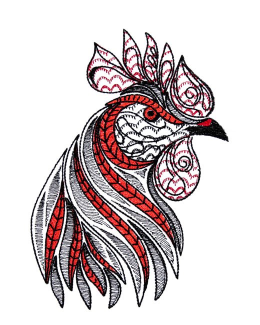 BFC1745 Four Tribal Rooster Portraits