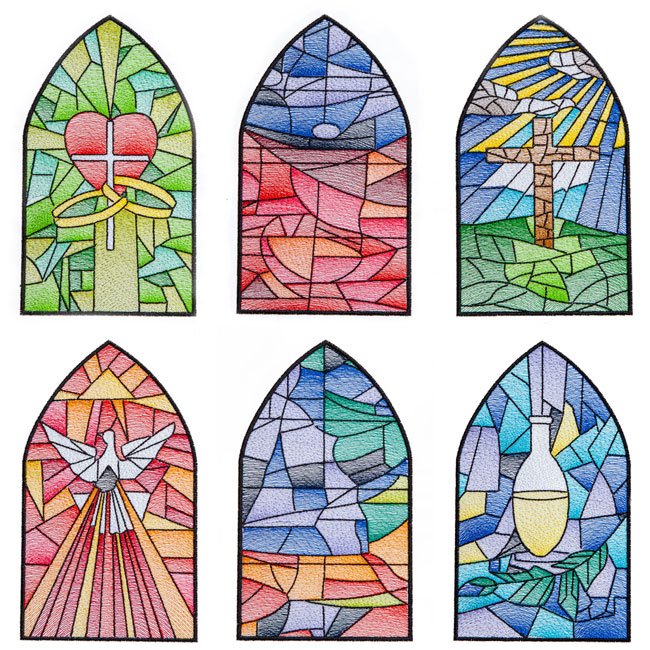 BFC1842 Stained Glass Church Windows