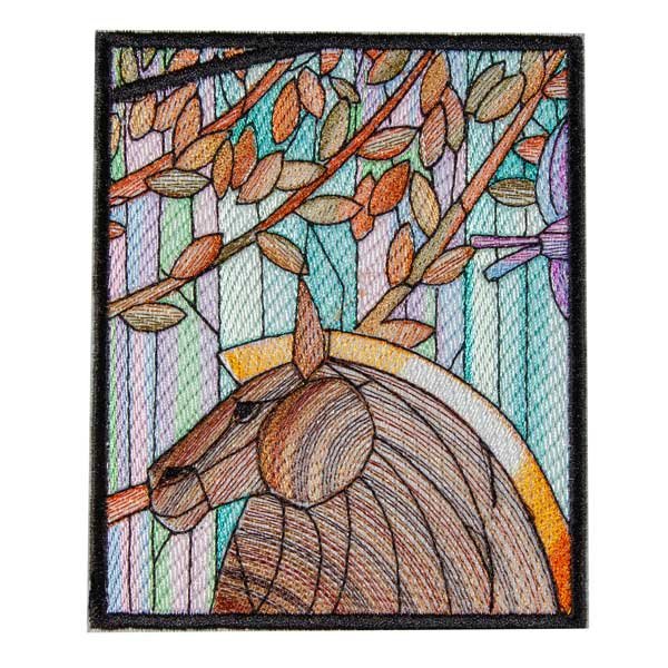 BFC1895 Variegated Horses Stained Glass