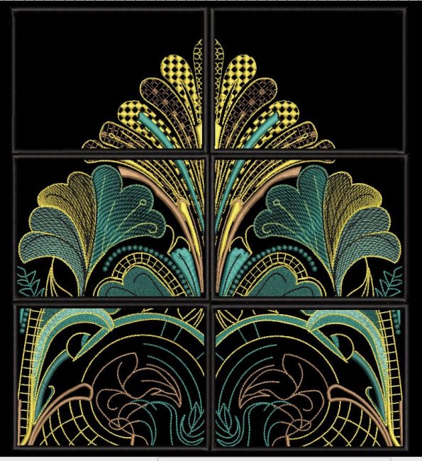 BFC2187 Art Deco in Teal & Gold