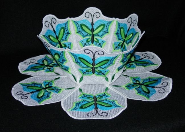 BFC0211 Lace Bowl & Doily Chinese Butterflies