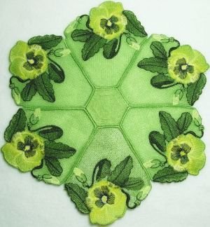 BFC0234 Lace Doily Pansies
