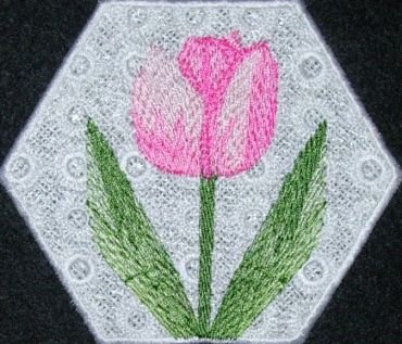 BFC0248 Lace Bowl & doily-Watercolor Tulips