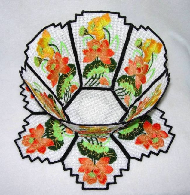 BFC0288 Lace Bowl and Doily Lotus Flowers