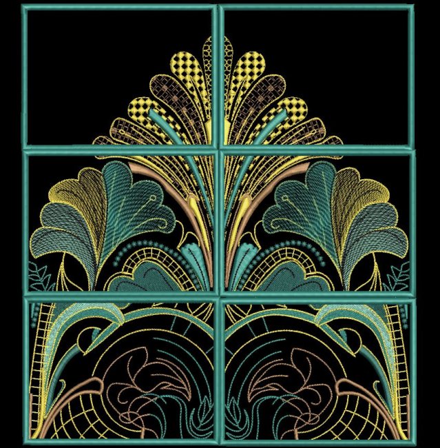 BFC2187 Art Deco in Teal & Gold