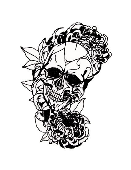 Skull with Chrysanthemums