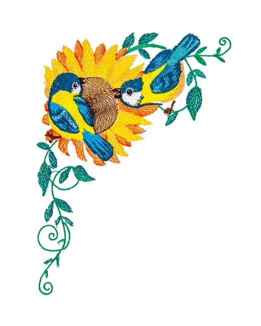 BFC31556 Blue Birds and Sunflowers