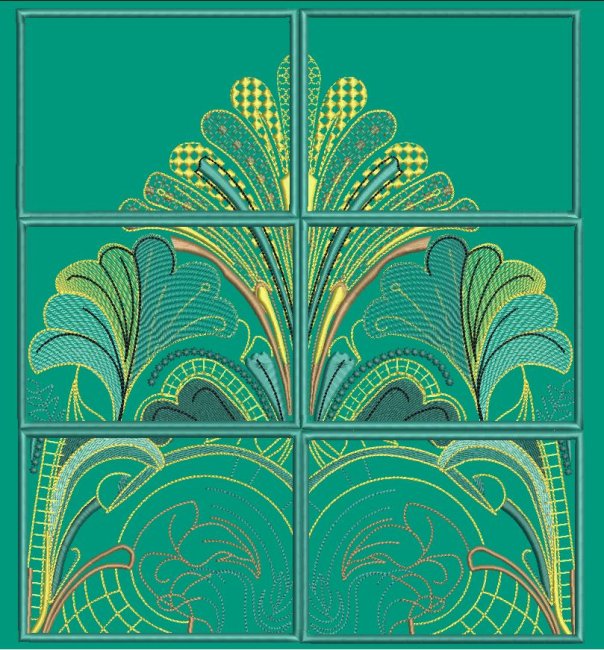 BFC2187 Art Deco in Teal & Gold