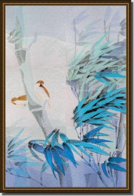 BFC0580 Blue Study with Birds