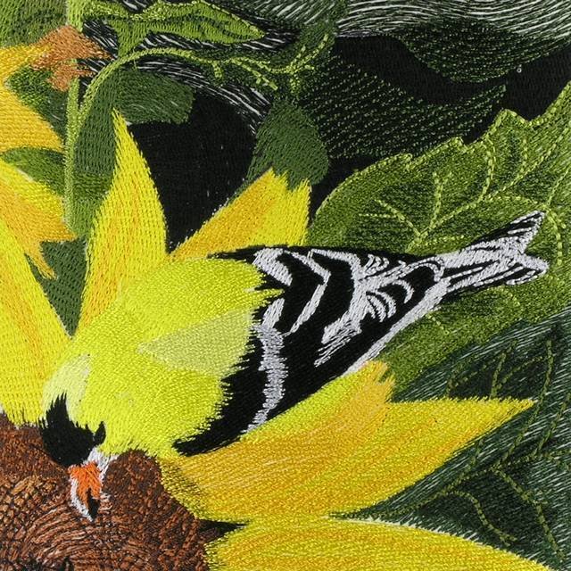 BFC0593 Window - Sunflowers and Finches