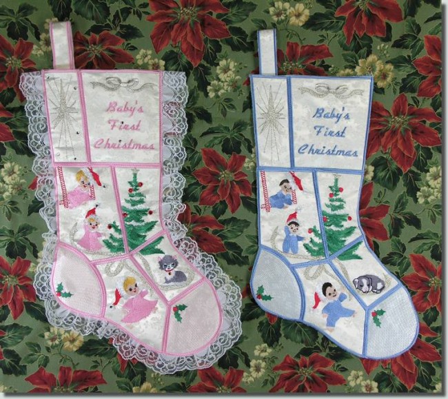 Christmas Stockings Machine Embroidered Lace Ornaments