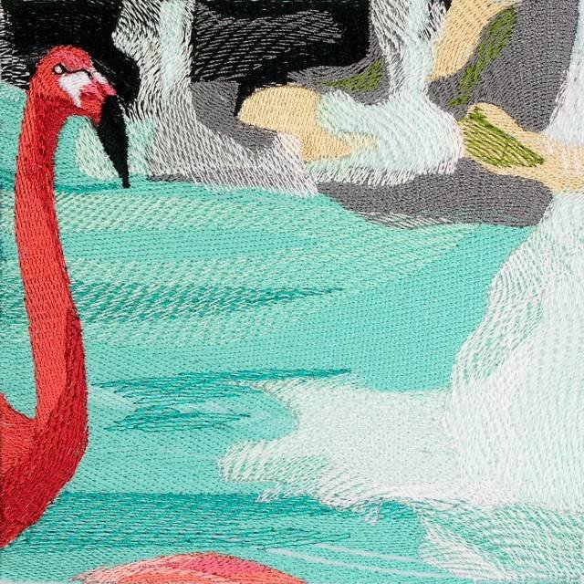 BFC0645 Window-Flamingo Paradise