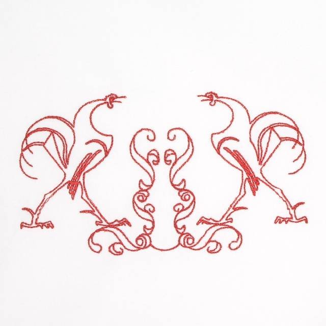 BFC0648 Redwork Roosters