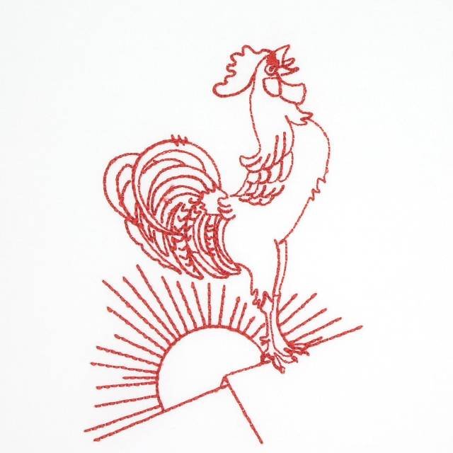 BFC0648 Redwork Roosters