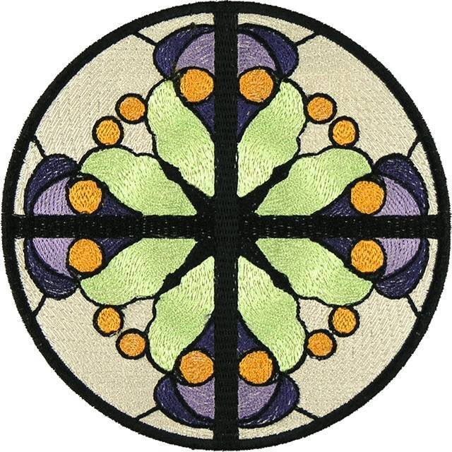 BFC0894 Stained Glass-Art Nouveau Circle in a Square