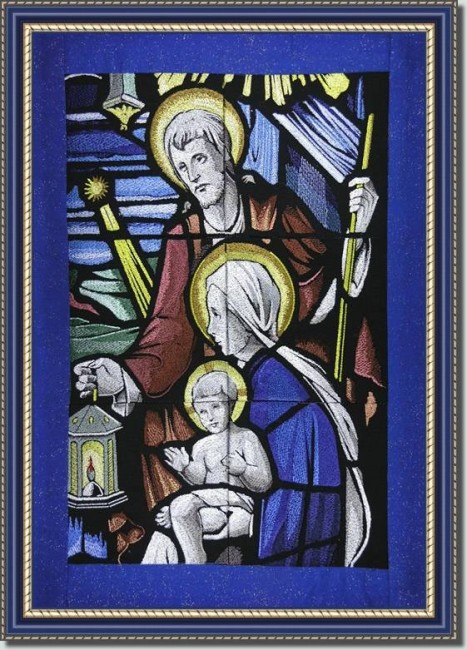 BFC0909 Stained Glass-Joseph, Mary and the Infant Jesus Christ