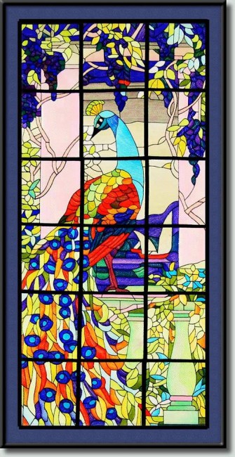 BFC0933 Stained Glass- A Tiffany Peacock