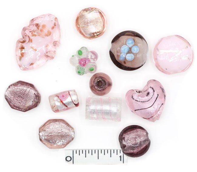 Assorted Lampwork Beads - Purples and Pinks