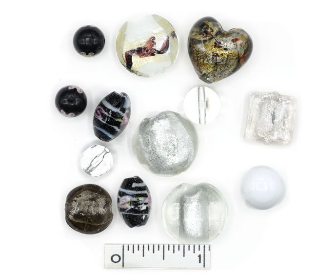 Assorted Lampwork Beads - Black and White