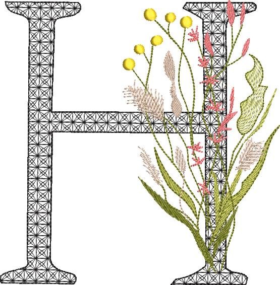 BFC32116  Graceful Floral Alphabet H