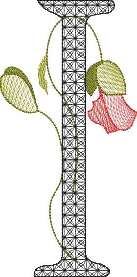 BFC32117  Graceful Floral Alphabet I