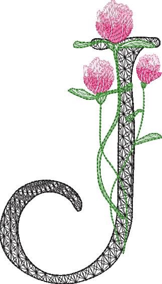 BFC32118  Graceful Floral Alphabet J