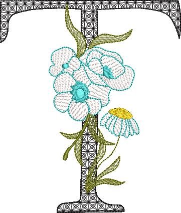 BFC32128 Graceful Floral Alphabet T